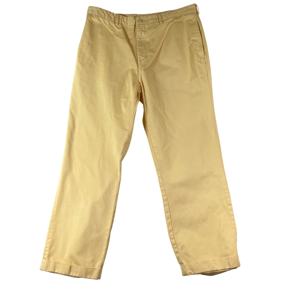 Vineyard Vines Pants Mens 38x31 Yellow Cotton Twill Chinos Cuffed Straight Leg